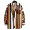 Chemise Boutonnée Rayée Colorée en Velours Côtelé avec Poches - multicolor A L
