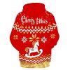 Christmas Wooden Horse Print Hoodie - RED XL