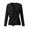 Pull Noué en Couleur Unie à Col V - Noir XL