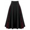 Jupe Zippée Panneau en Dentelle Crâne Imprimée Grande Taille - Noir L