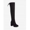 High Heel Tie Back Thigh High Boots - BLACK EU 39