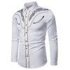 Chemise Contrastée Brodée Boutonnée - Blanc XL