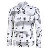 Chemise de Fête Boutonnée Notes de Musique Imprimées à Manches Longues - Blanc 3XL