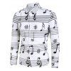 Chemise de Fête Boutonnée Notes de Musique Imprimées à Manches Longues - Blanc 2XL