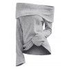 T-shirt Plié à Epaule Dénudée Grande Taille - Gris 4X