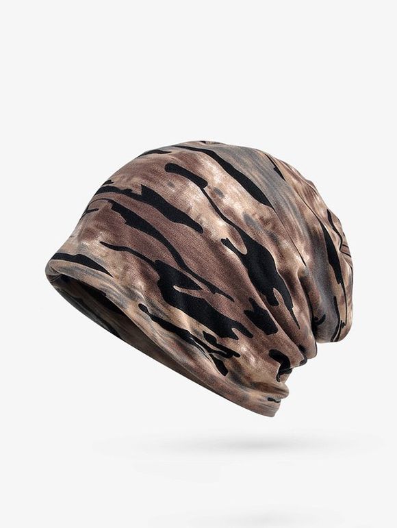 Chapeau Foulard Elastique Camouflage Imprimé à Double Usage - café 