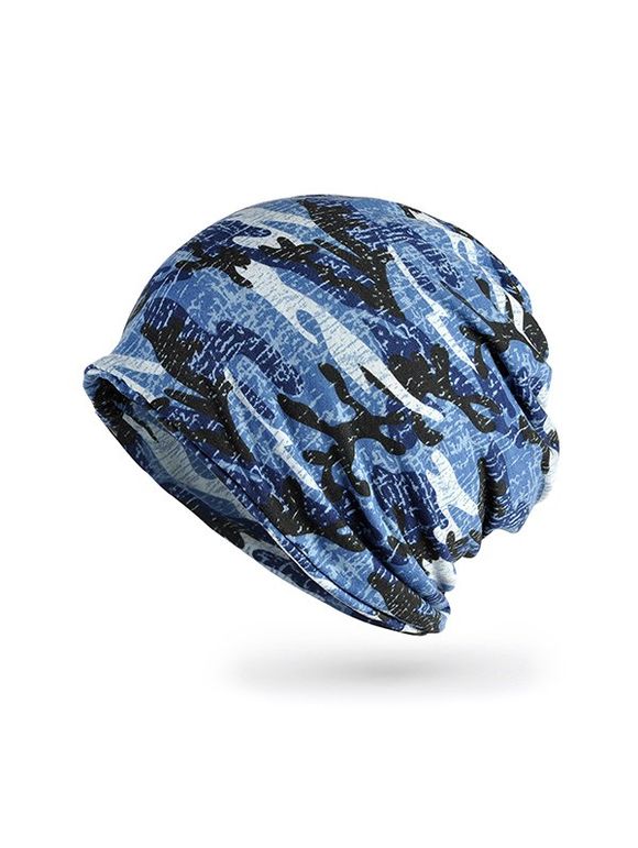 Chapeau Foulard Elastique Motif Camouflage à Double Usage - Bleu 