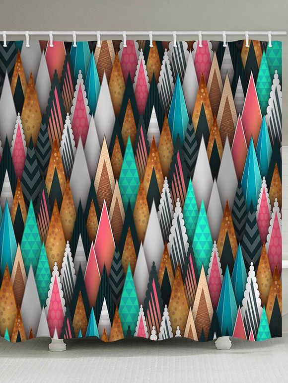 Rideau de Douche Imperméable Géométrique Motif de Sapin pour Salle de Bain - multicolor W59 X L71 INCH