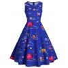 Robe Trapèze Vintage Planète Imprimée Grande Taille - Bleu 1X