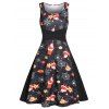 Robe de Noël Ligne A à Imprimé Flocon de Neige et Père Noël - Noir XL