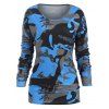 Sweat-shirt Long Camouflage à Goutte Epaule - Bleu 2XL