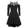 Lace Up Haut Bas Ouvert épaule Plus Size Dress - Noir 4X