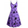 Robe d'Halloween à Bretelle Imprimée Grande Taille - Violet Buisson L