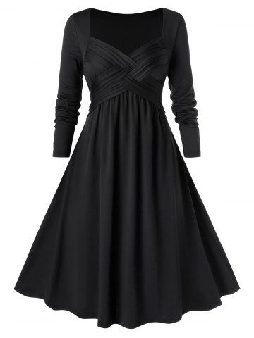 Plus Size Crossover Midi Flare Dress
