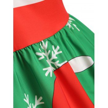 

Plus Size Christmas Santa Claus Striped A Line Dress, Yellow green