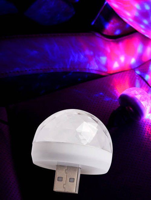 Lampe USB Pour Voiture Forme de Semisphere Contrôle du Son - Blanc 