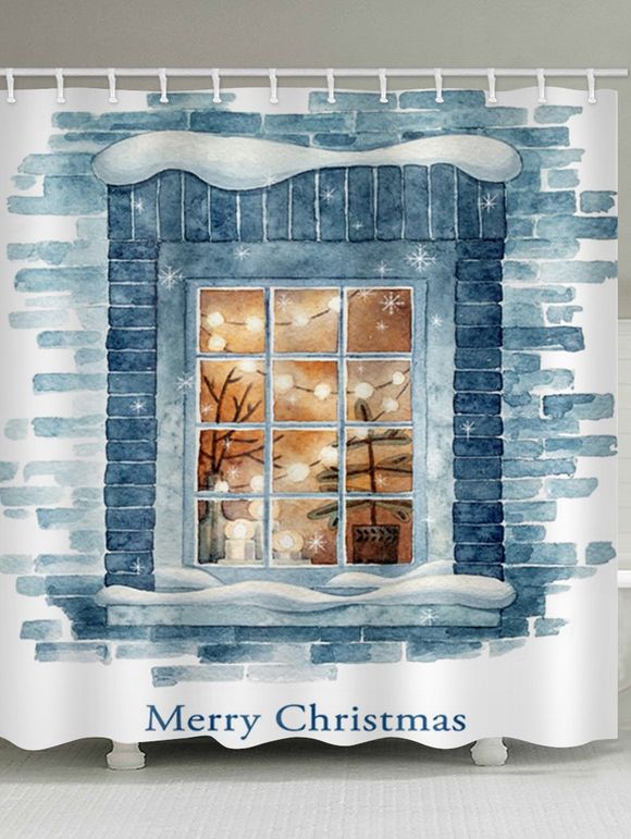 Rideau de Fenêtre Imperméable Joyeux Noël Fenêtre - Blanc W59 X L71 INCH
