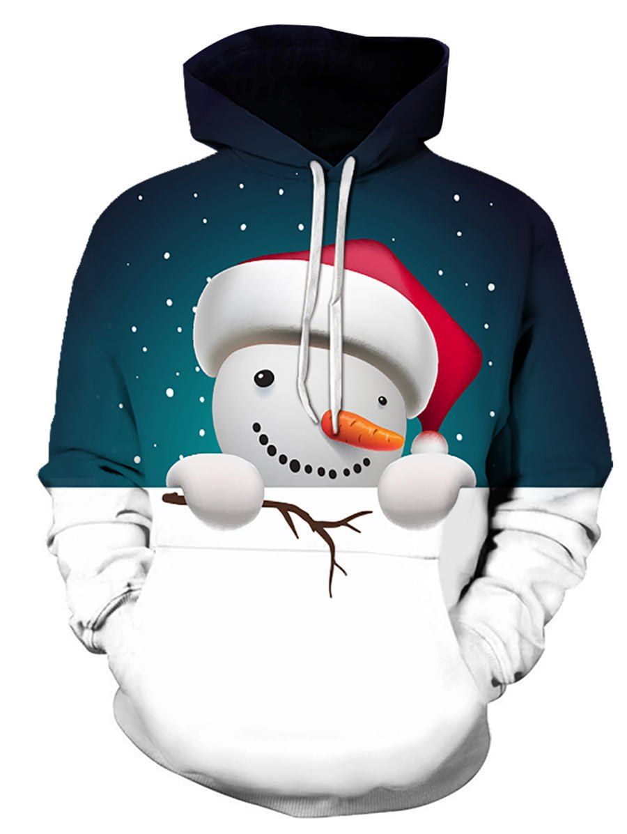 Christmas Snowman Printed Hoodie - multicolor XL
