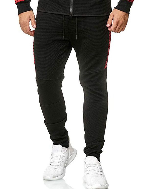 Pantalon de Jogging Décontracté en Couleur Jointive à Cordon - Rouge XL