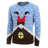 Christmas Santa Claus House Pattern Sweater - DAY SKY BLUE M