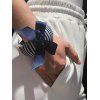 Bracelet Large Rayé avec Nœud Papillon en Tissu - Bleu 