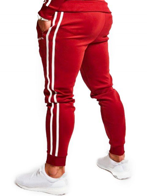 [30% OFF] 2019 Contrast Stripes Drawstring Sport Jogger Pants In RED ...