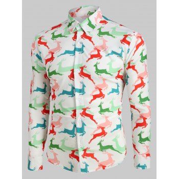 Deer Pattern Long Sleeves Casual Shirt dresslily imagine noua 2022