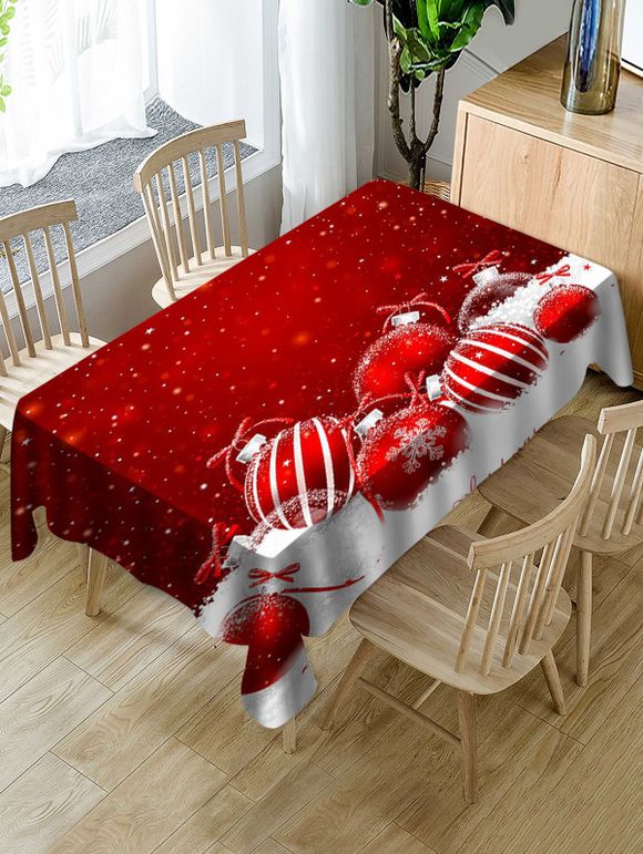 Nappe de Table Imperméable Boule de Noël Imprimée en Tissu - multicolor W55 X L55 INCH