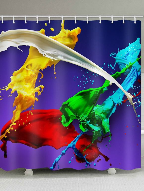 Rideau de Douche Imperméable Peinture Colorée Eclaboussée Imprimée pour Salle de Bain - multicolor W71 X L71 INCH