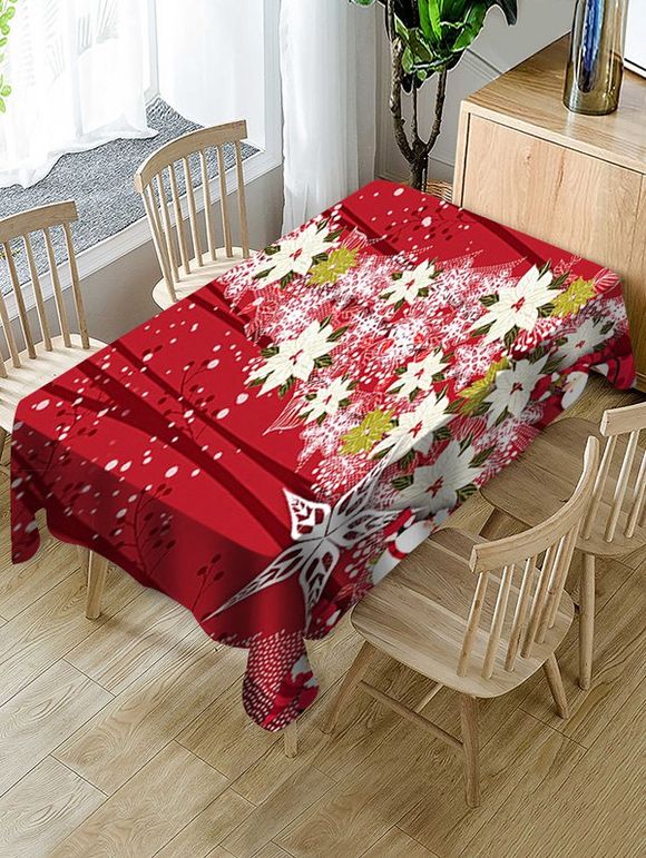 Nappe de Table de Noël Imperméable Fleur et Arbre Imprimés en Tissu - multicolor W60 X L102 INCH