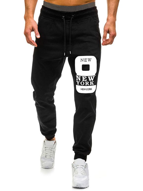 Pantalon de Jogging Décontracté Graphique - Noir L