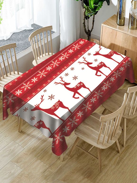 Nappe de Table Imperméable de Noël Cerf et Flocon de Neige Imprimés en Tissu - multicolor W60 X L102 INCH