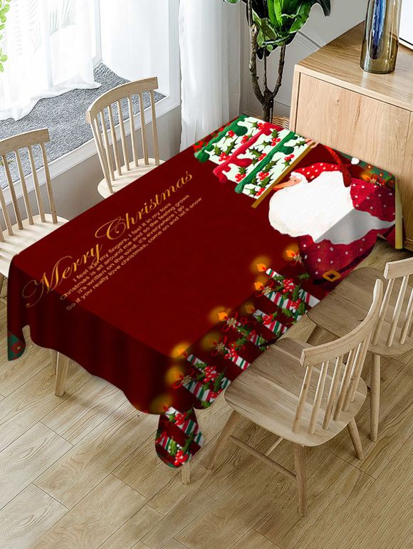 Nappe de Table Imperméable Joyeux Noël Père Noël en Tissu - multicolor W60 X L102 INCH