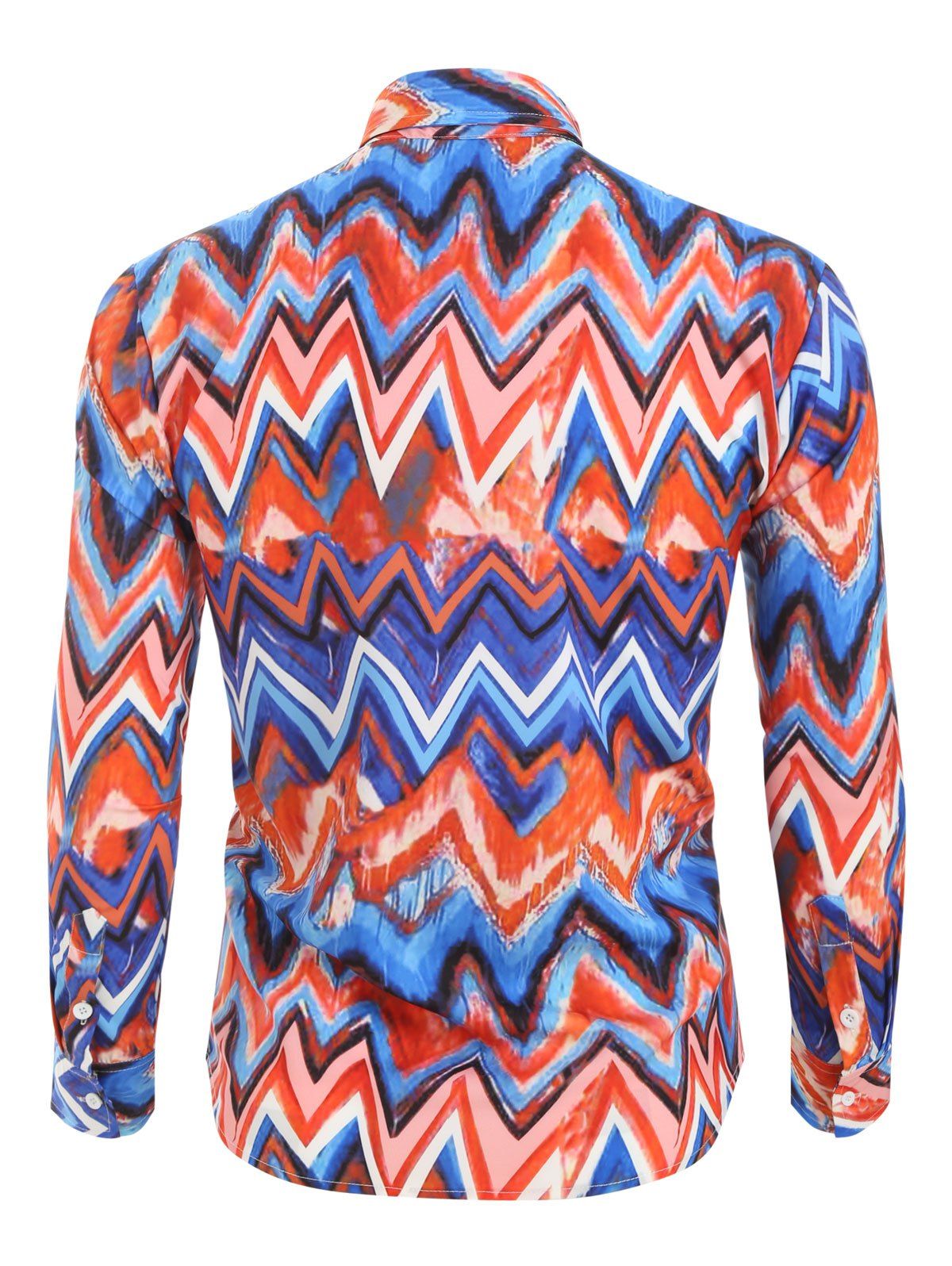 [51 OFF] 2020 Zig Zag Print Long Sleeves Shirt In Multicolor DressLily