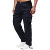 Solid Flap Pocket Long Straight Cargo Pants - CADETBLUE 38