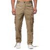 Solid Flap Pocket Long Straight Cargo Pants - CADETBLUE 38