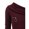 Cowl Neck Zippers Asymmetric Knitwear - RED WINE S