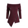 Cowl Neck Zippers Asymmetric Knitwear - RED WINE S