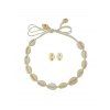 Ensemble de Boucles d'Oreilles et de Collier de Plage Coquille - Soie de Maïs 