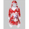 Sweat à Capuche de Noël Mouchoir Imprimé Grande Taille - Rouge 3X