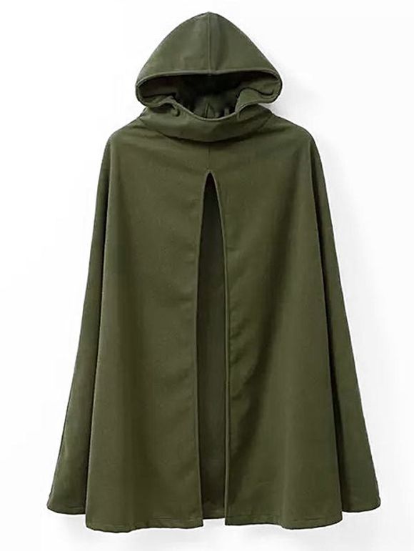 Manteau à Capuche Grande Taille en Laine - Vert Noisette L