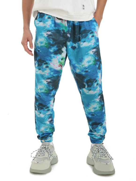 Pantalon Teinté Multicolore à Cordon - Turquoise 3XL