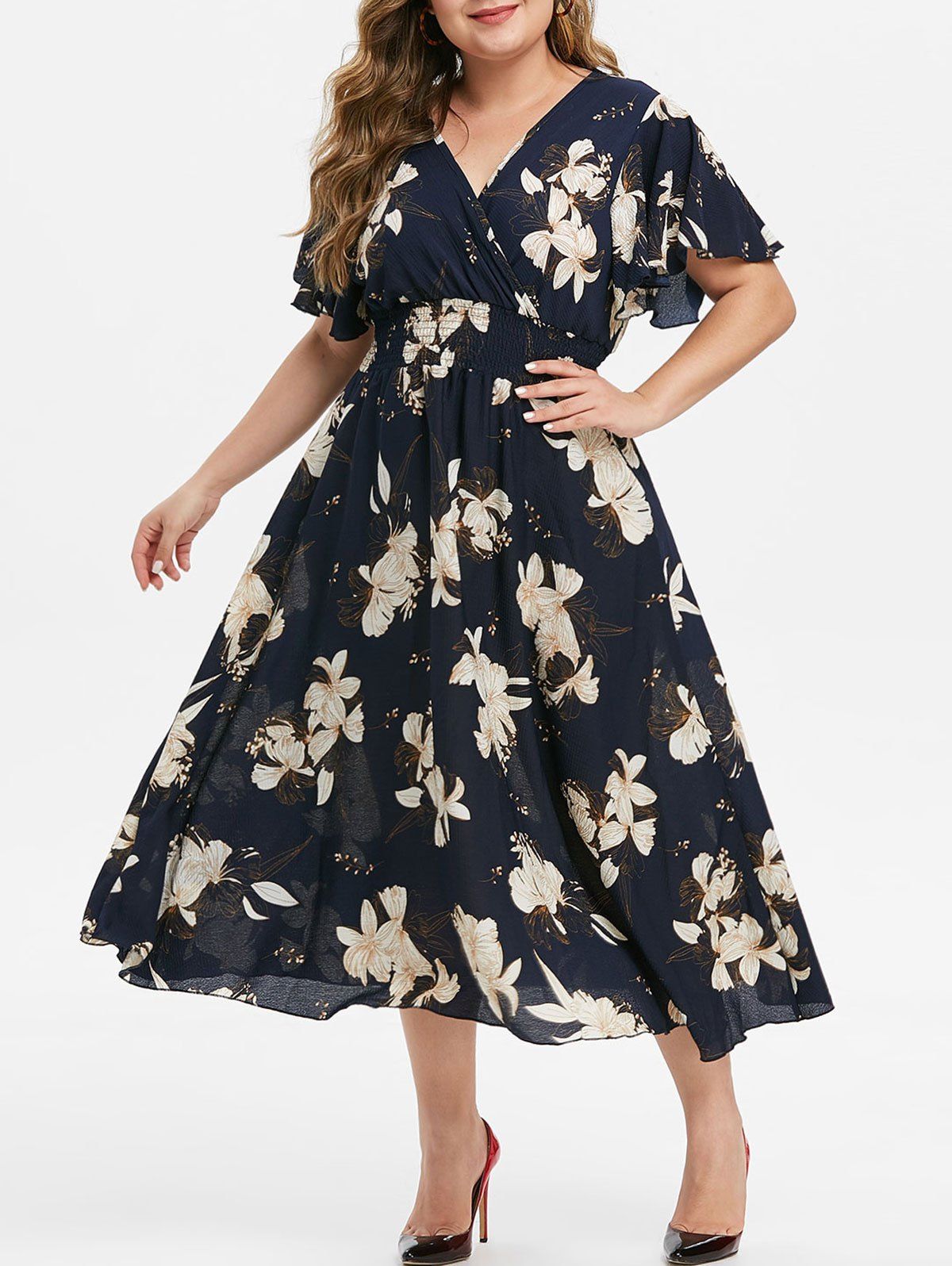 plus size flutter sleeve dress