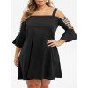 Robe Métallique Pailleté à Epaule Dénudée Grande Taille - Noir L