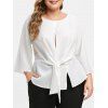 Chemisier Noué Fendu à Manches Raglan de Grande Taille - Blanc 1X