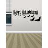 Autocollant Mural d'Halloween Motif de Citrouille et de Chauve-souris - Noir 25*57CM