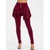 Pantalon Moulant Boutonné à Taille Haute - Rouge Vineux 3XL
