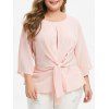 Chemisier Noué Fendu à Manches Raglan de Grande Taille - Rose 2X