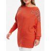 Plus Size Pull à manches strass Batwing - Orange 1X