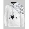 Sweat à Capuche d'Halloween Toile d'Araignée Imprimée avec Poche en Avant - Blanc XL
